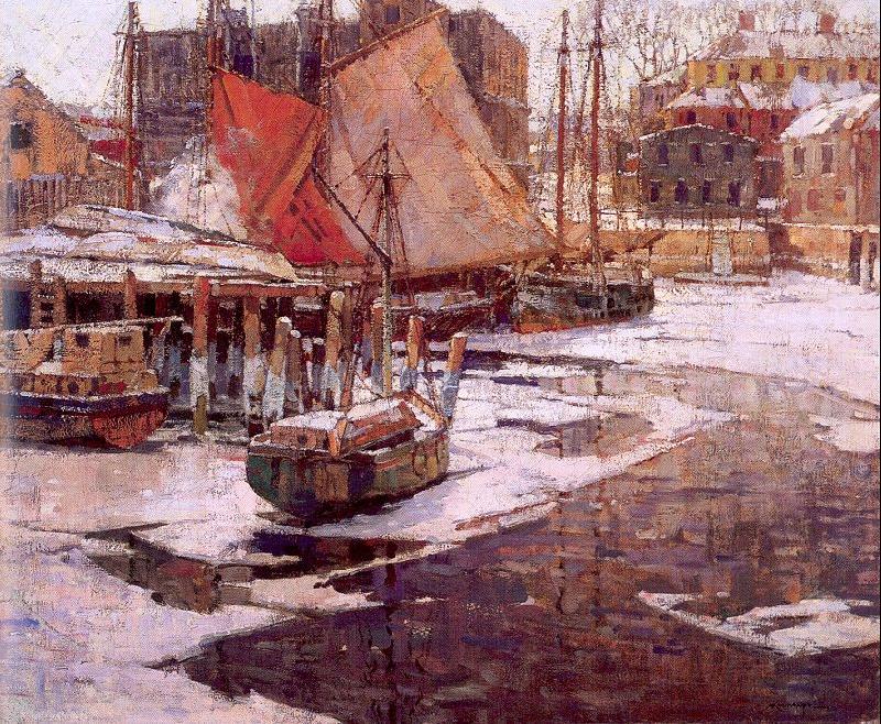 Mulhaupt, Frederick John Winter Harbor Sweden oil painting art
